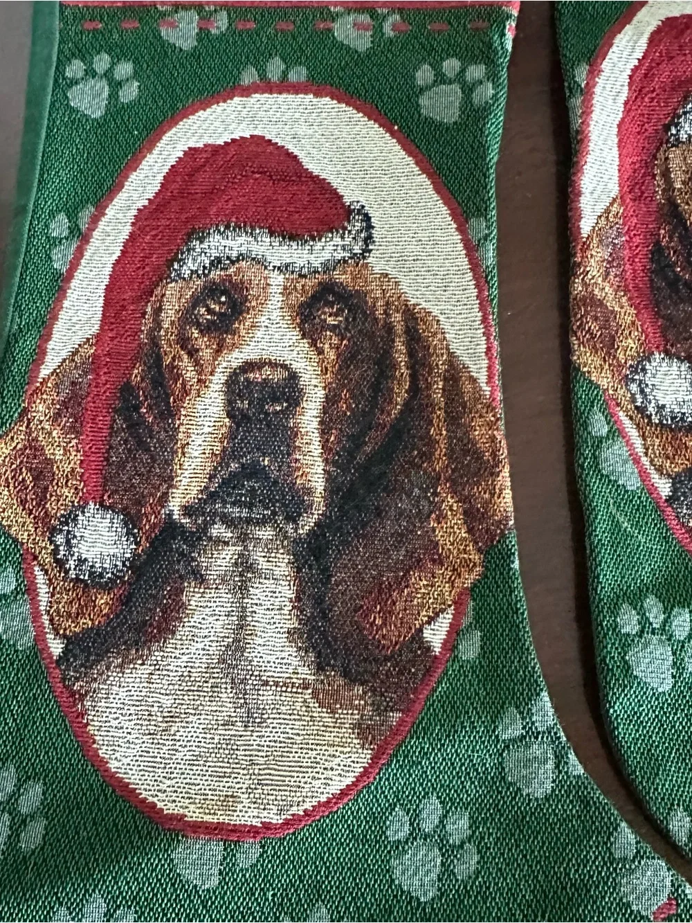 Pair Of Linda Picken Christmas Stocking Basset Hound Dog 18
